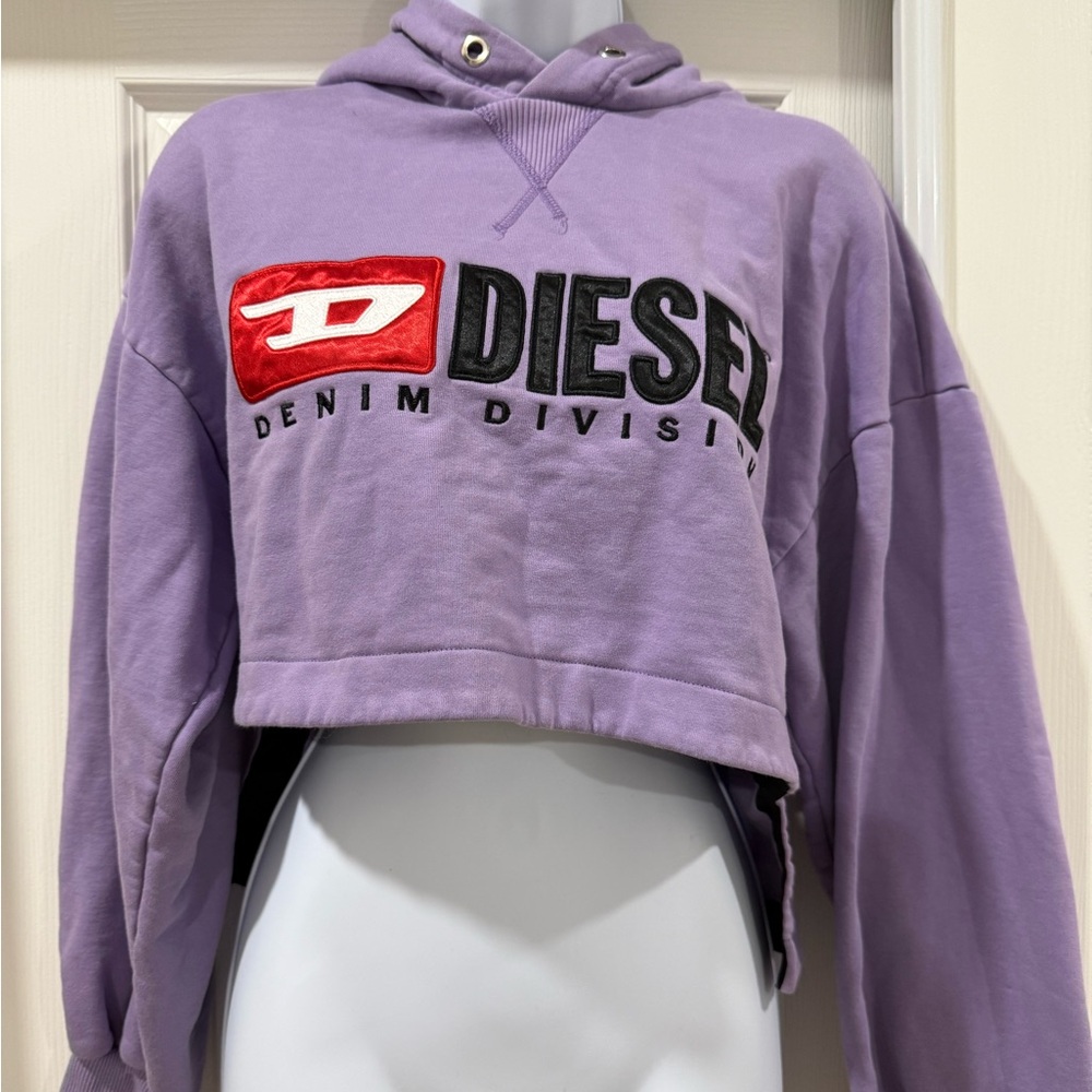 Diesel Purple Cropped Boxy Hoodie Long Sleeve